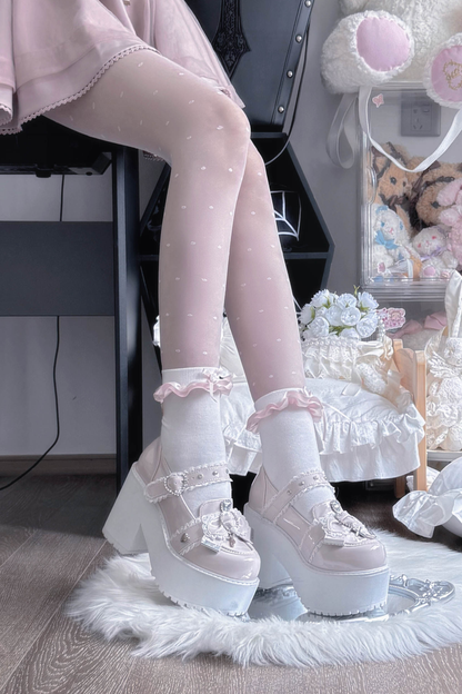 Jewel Cross Ribbon Shoes