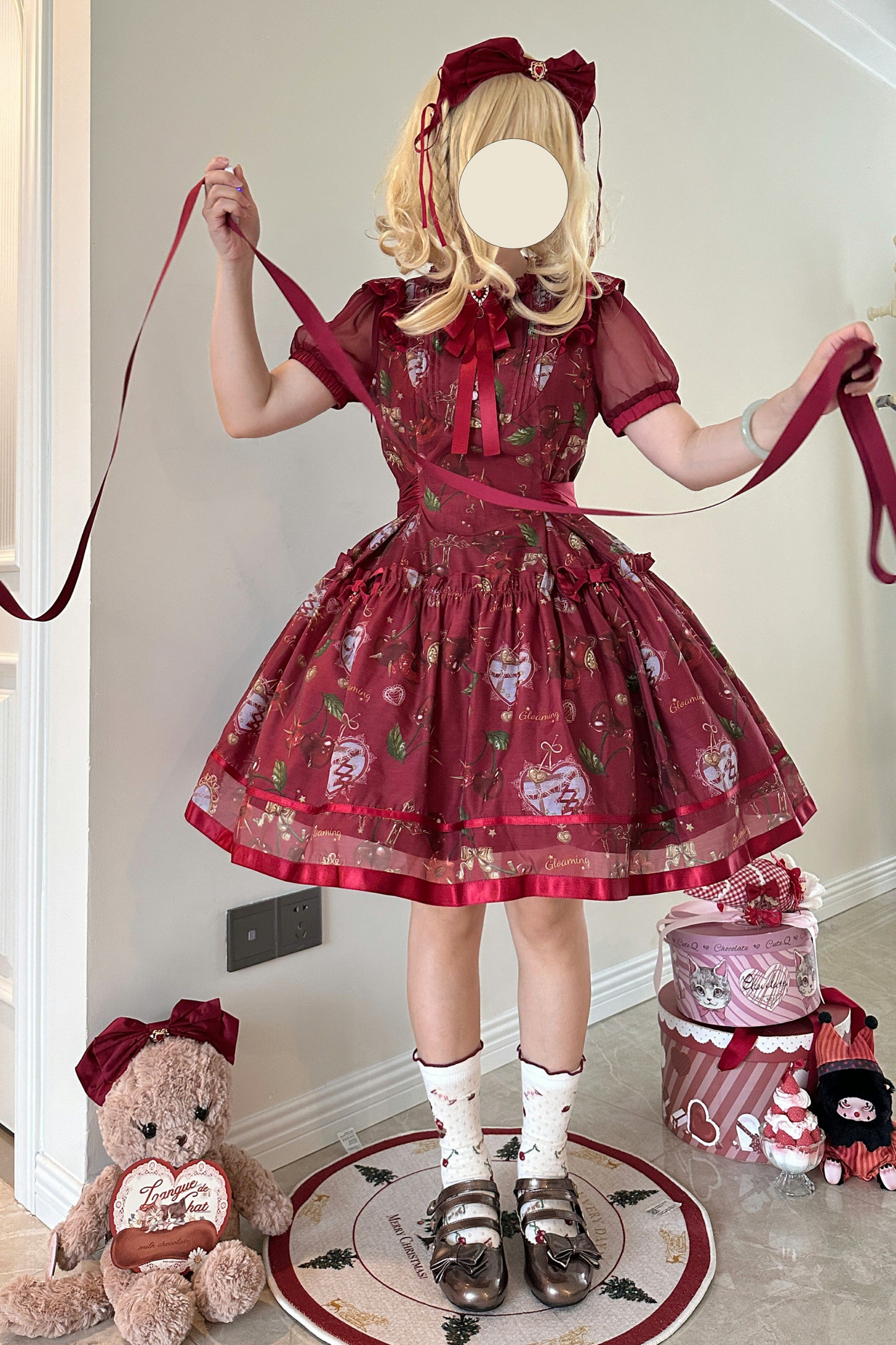 Retro Antique Cherry Sweet Lolita Dress + Jumper Skirt