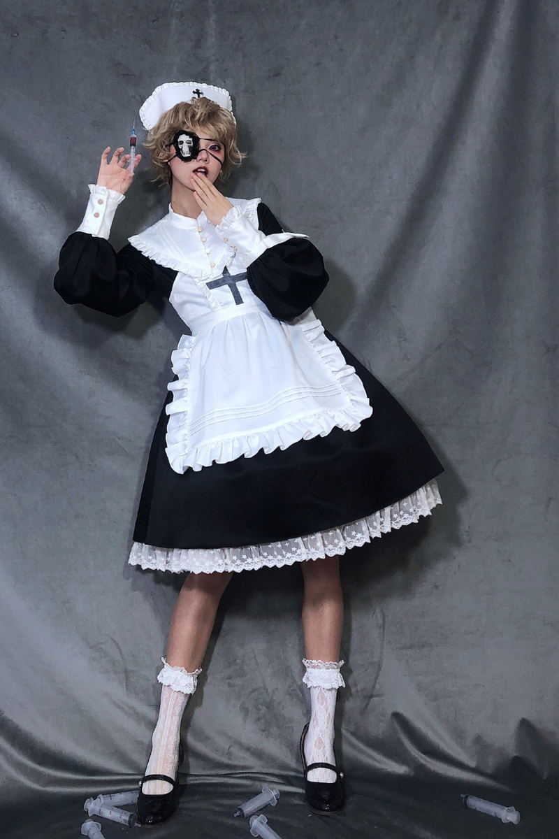 Lantern Angel Maid Lolita Dress + Apron + Detachable Collar