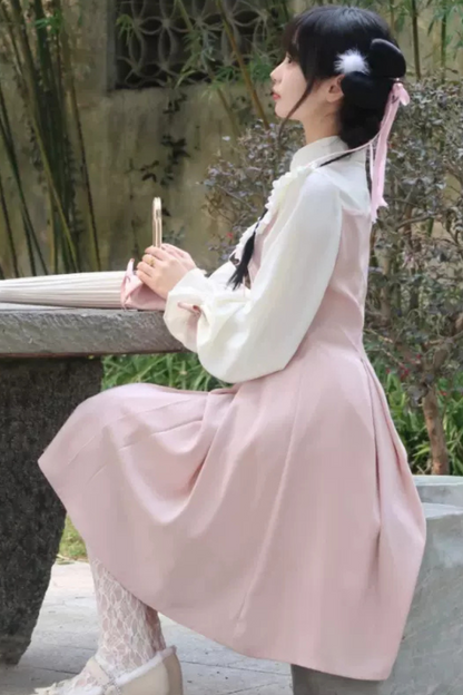 Girly Ruffle Color Chinese-style Dress