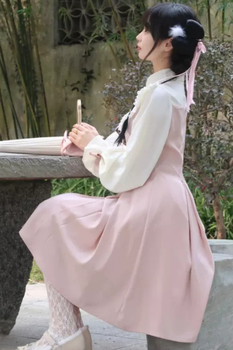 Girly Ruffle Color Chinese-style Dress