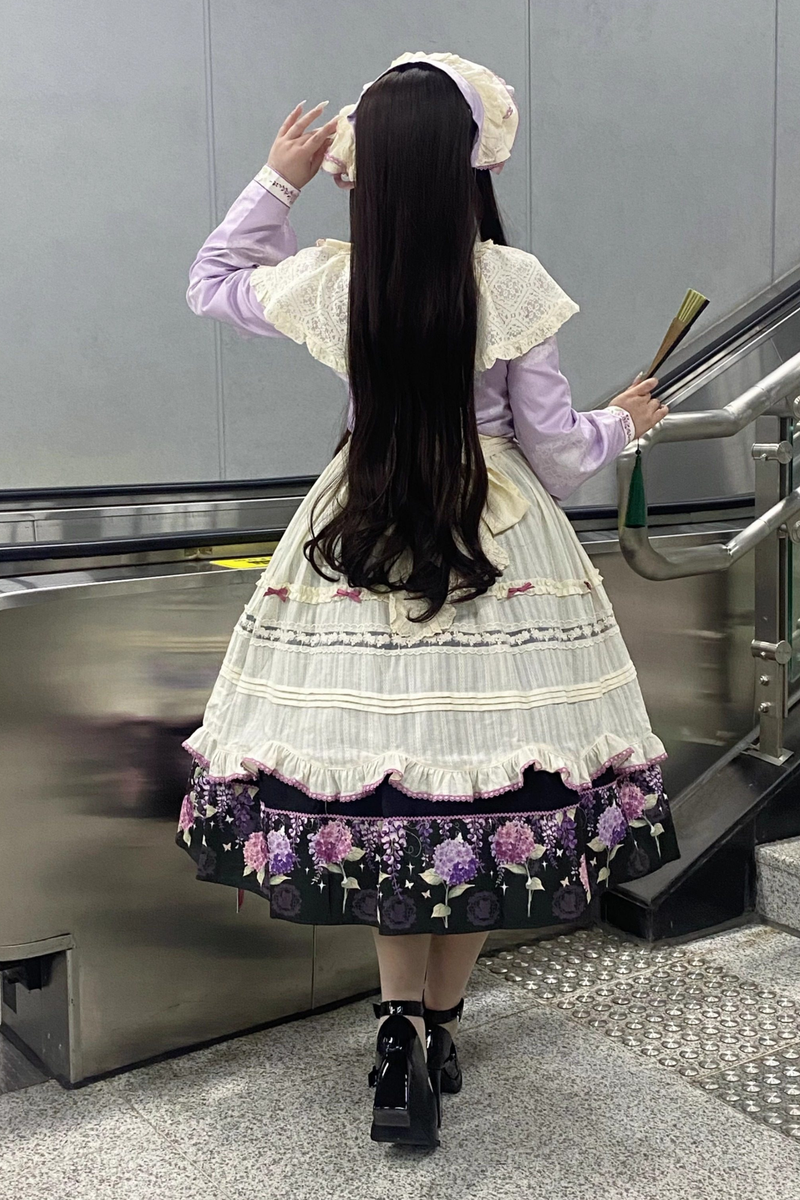 Chinese-style Lolita Top + Skirt + Apron + Headband + Bonnet