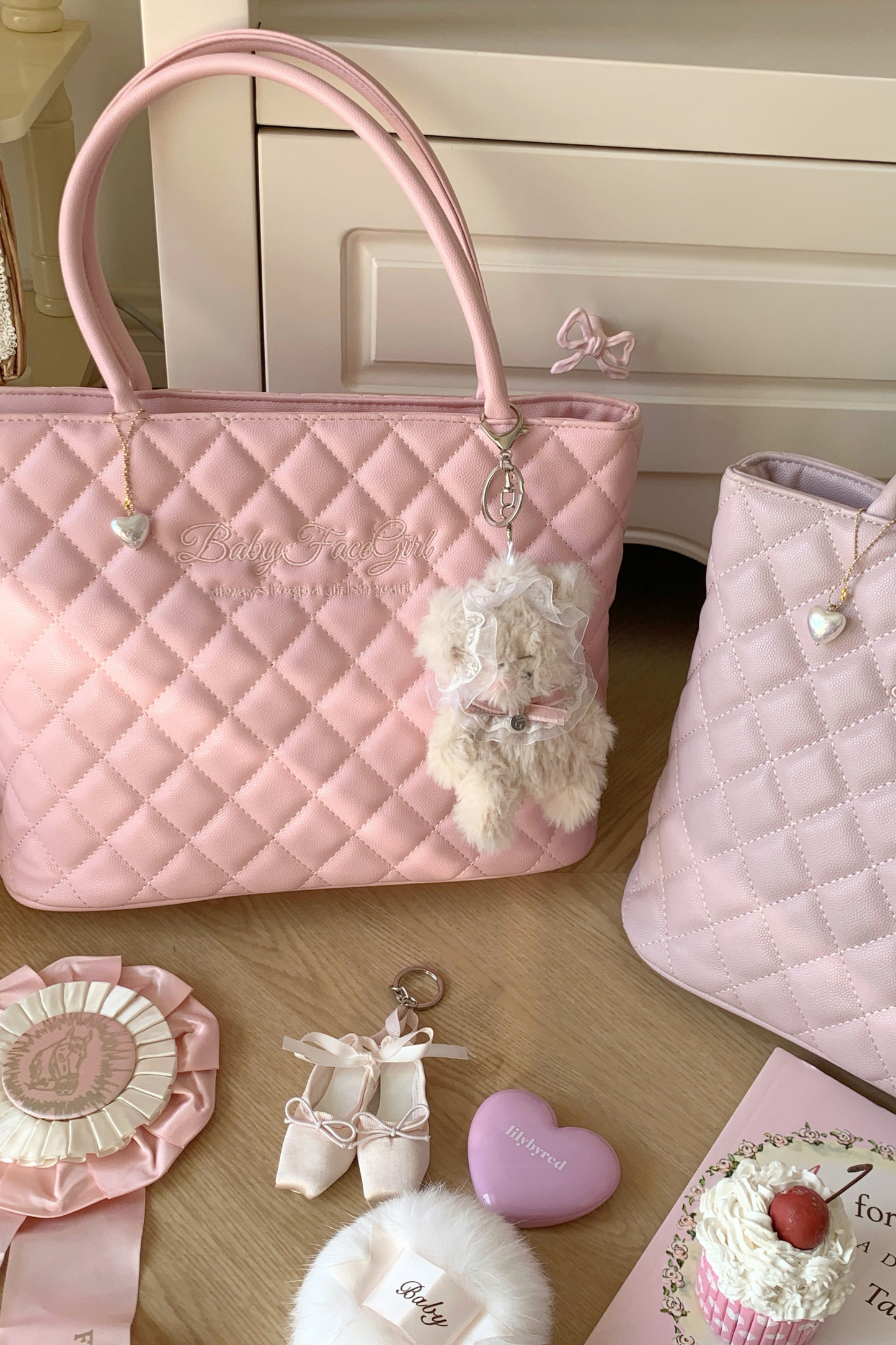 Sweet Quilted Tote Bag