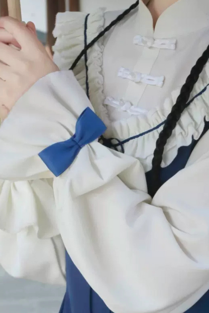 Girly Ruffle Color Chinese-style Dress