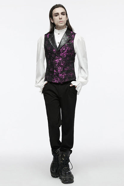 Violet V Collar Sleeveless Print Skull Buckle Gothic Vest
