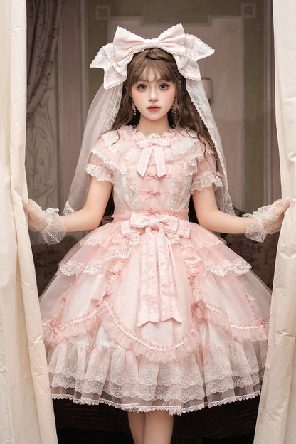 [pre-order] Candy Flavor Flower Lace Tulle Dress + Ribbon Veil