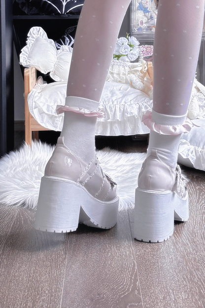 Jewel Cross Ribbon Shoes