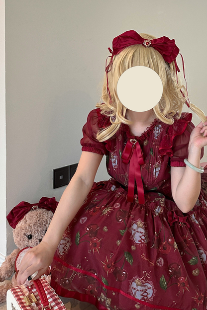 Retro Antique Cherry Sweet Lolita Dress + Jumper Skirt