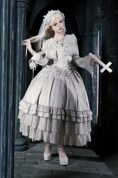 Gothic Lolita Skirt + Corset + Veil + Necklace + Waist Chain