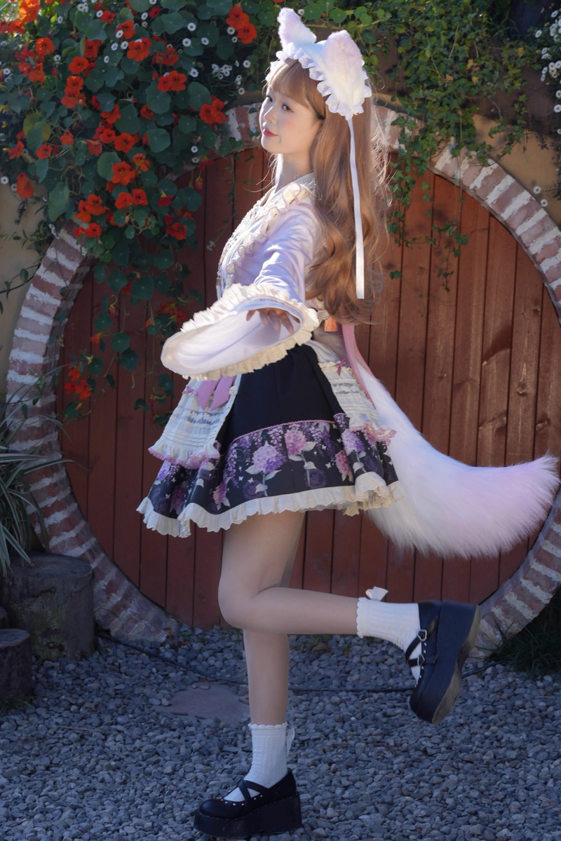 Chinese-style Lolita Top + Skirt + Apron + Headband + Bonnet