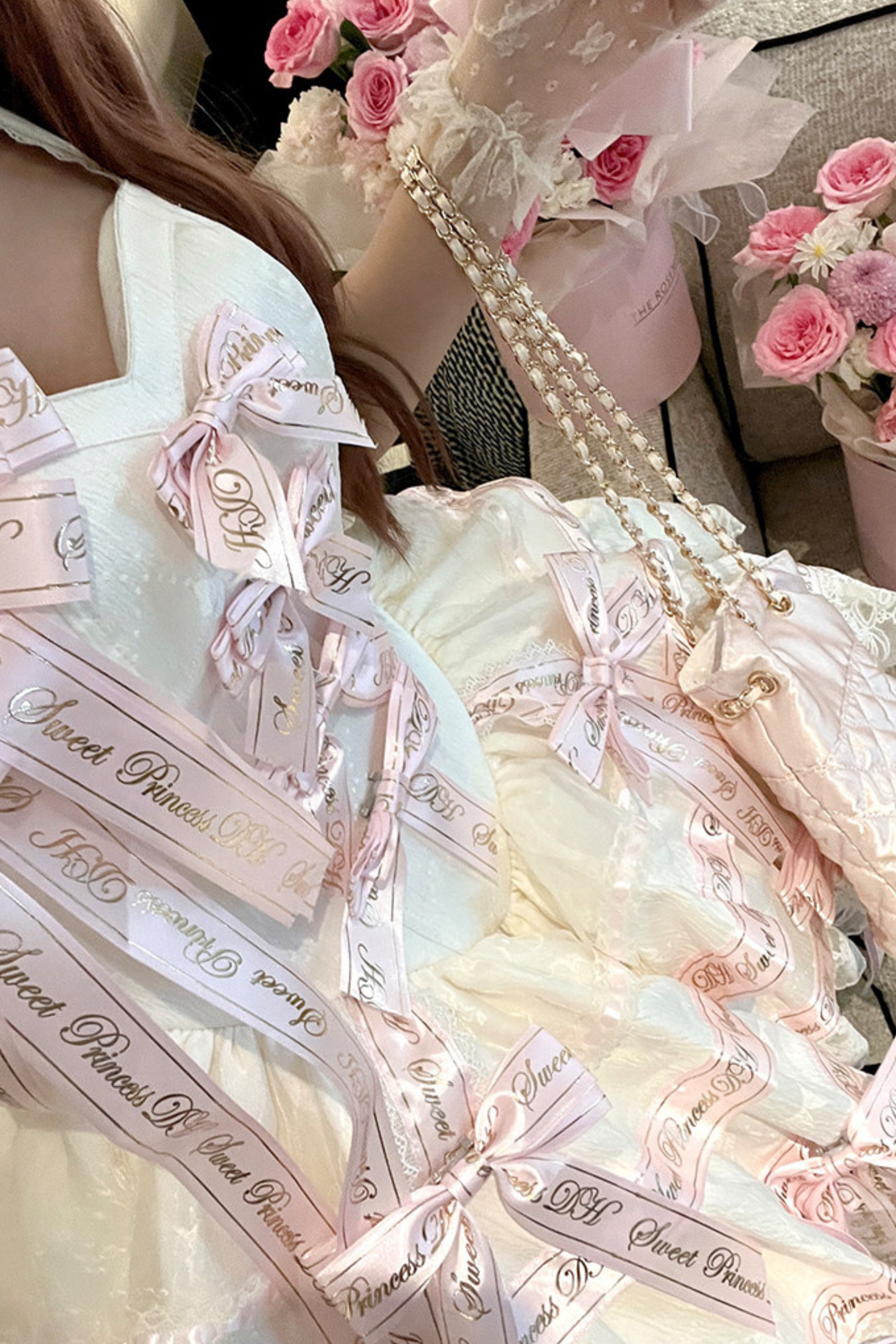 Many Logo Ribbon Princess Dress + Badge + Head Accessory + Tail