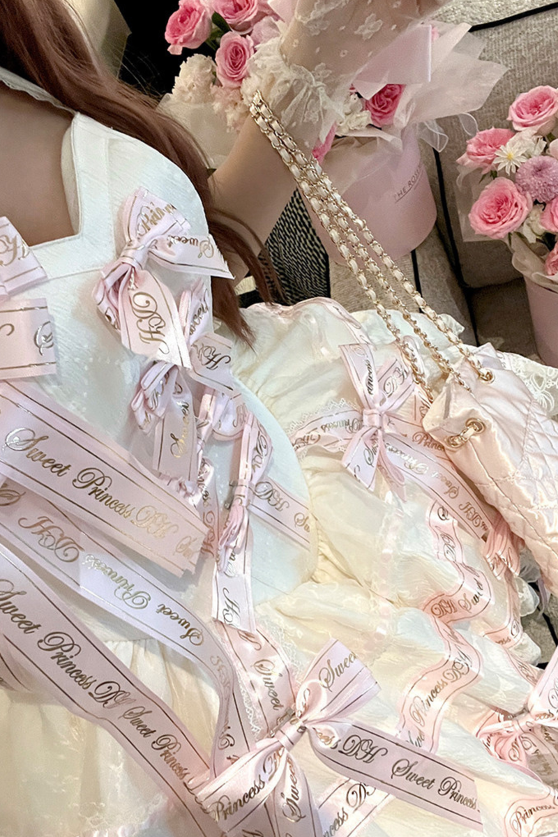 Many Logo Ribbon Princess Dress + Badge + Head Accessory + Tail