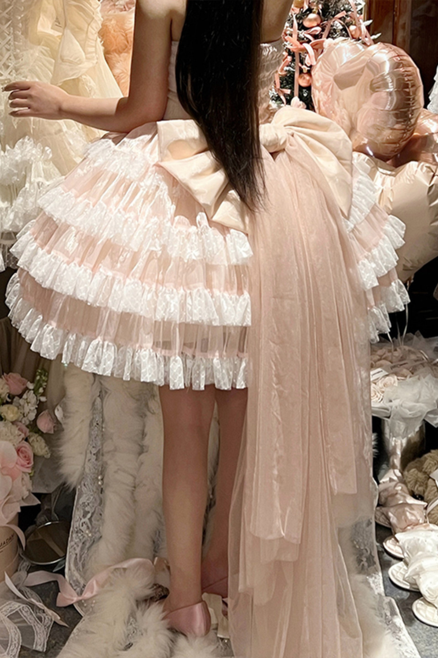 Many Logo Ribbon Princess Dress + Badge + Head Accessory + Tail