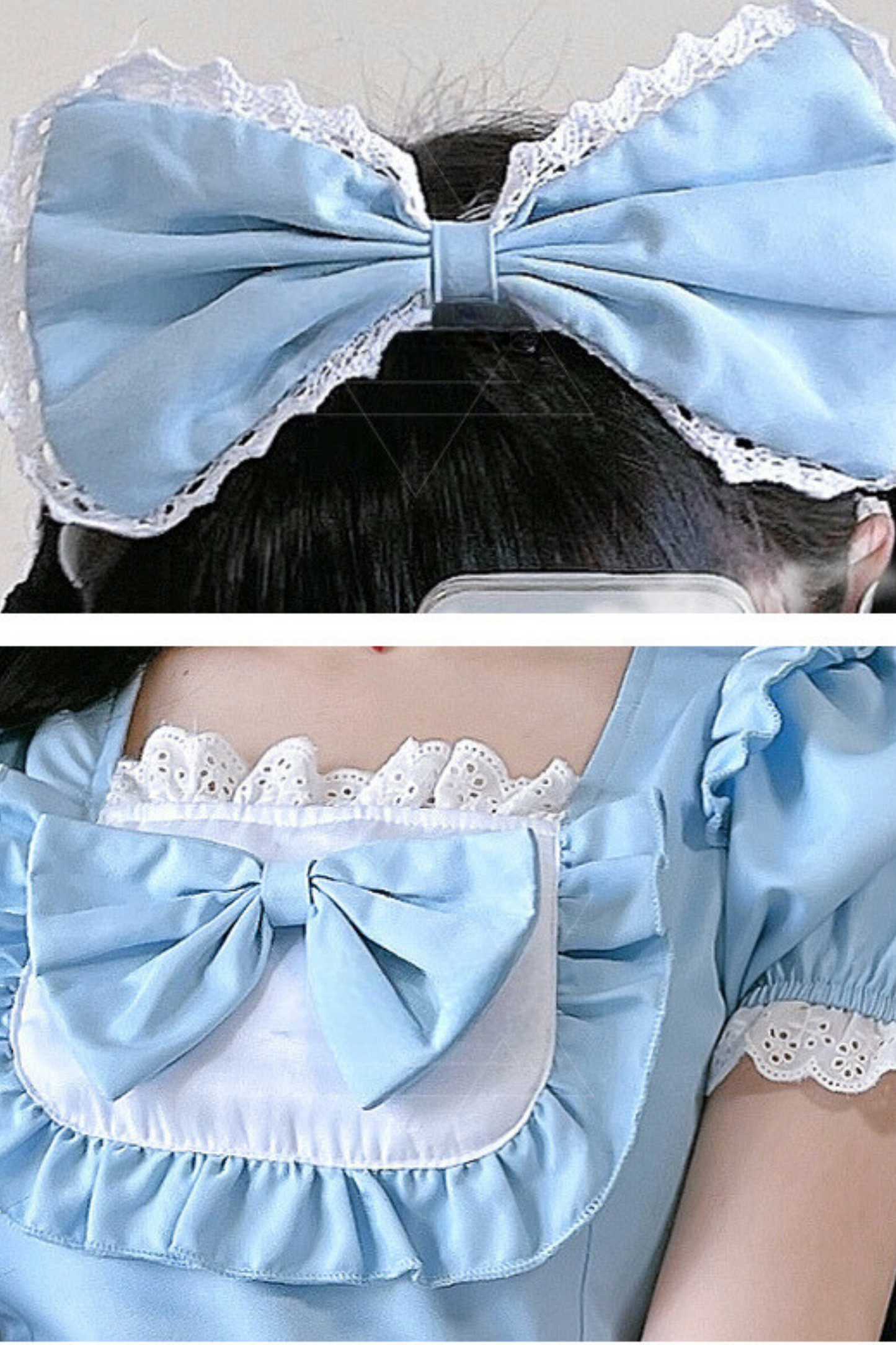 Double Ribbon Ruffle Lolita Maid Dress Set