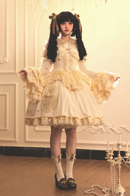 Briana Bear Print Dream Doll Lolita Dress + Jsk + Skirt + Shirt + Petticoat