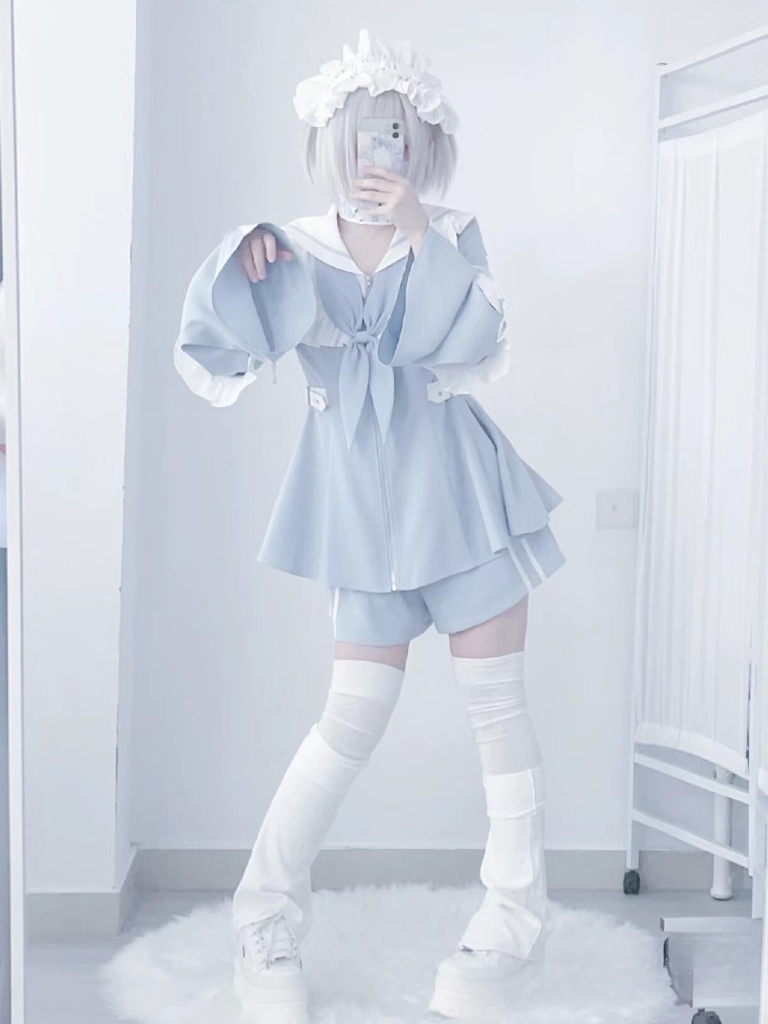 [angel Style] Aqua Medical Dress + Shorts Set