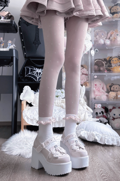 Jewel Cross Ribbon Shoes