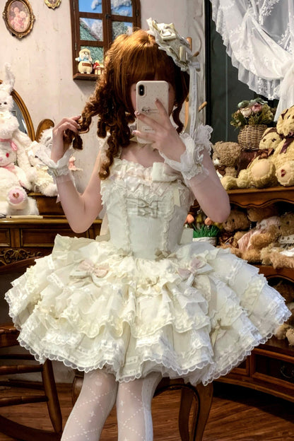 Tricolor Dark Gothic Ribbon Dress + Accessories