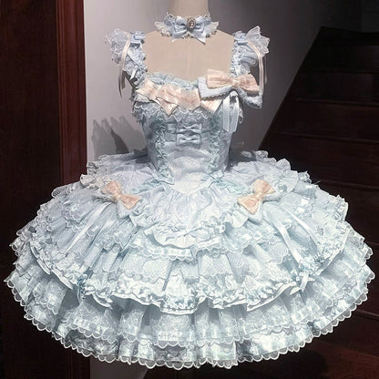 Tricolor Dark Gothic Ribbon Dress + Accessories