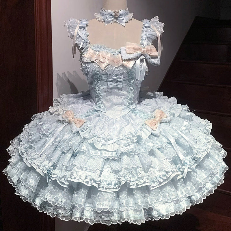 Tricolor Dark Gothic Ribbon Dress + Accessories