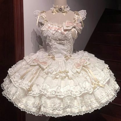 Tricolor Dark Gothic Ribbon Dress + Accessories