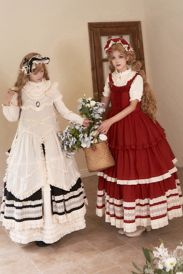 Red [lily] Multi-layered Ruffle Lace Classic Lolita Jsk Dress