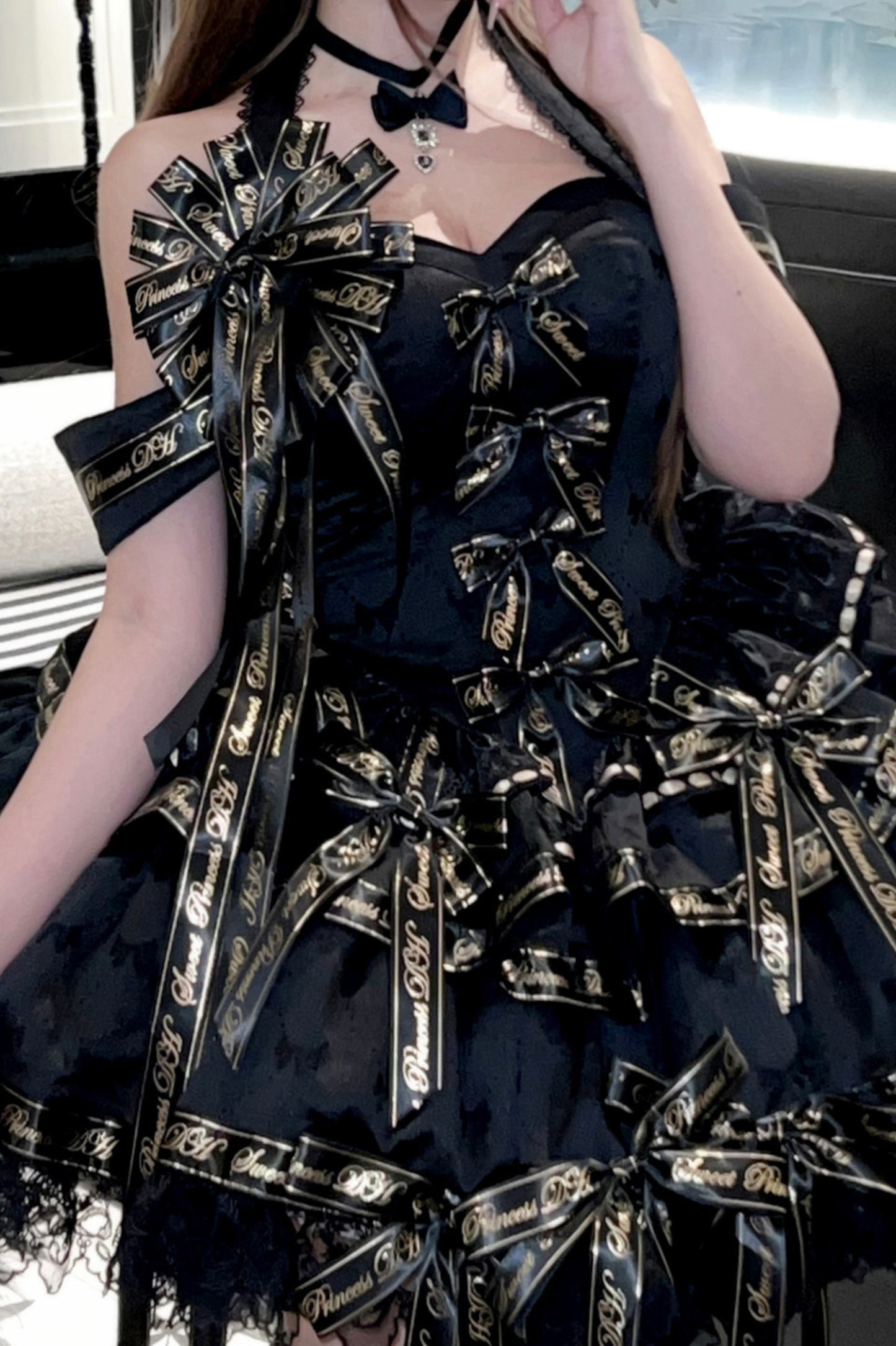 Many Logo Ribbon Princess Dress + Badge + Head Accessory + Tail