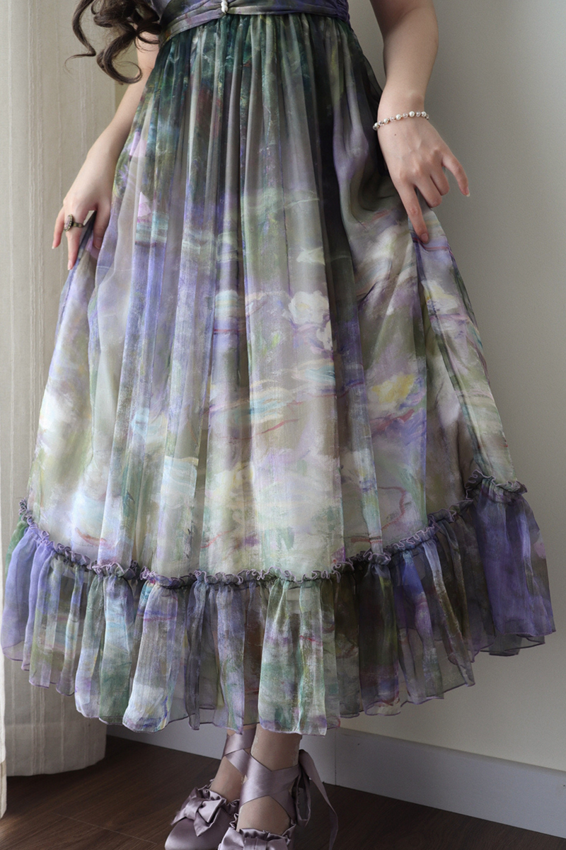 Marble Art High Waist Mark Lolita Dress