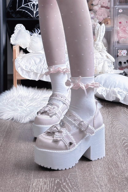 Jewel Cross Ribbon Shoes