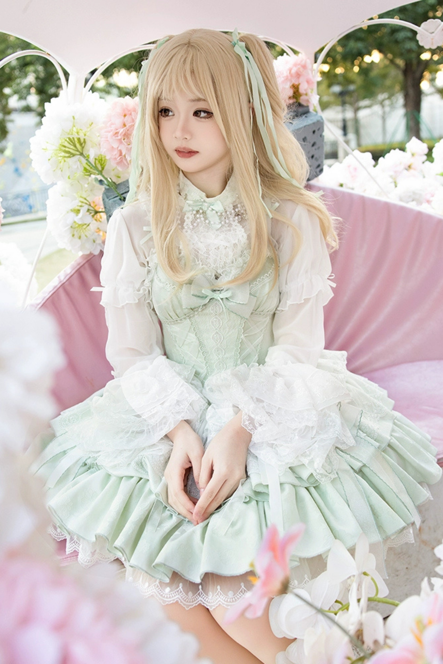 Polly Rue Ballet Flannel Lace Ribbon Lolita Dress