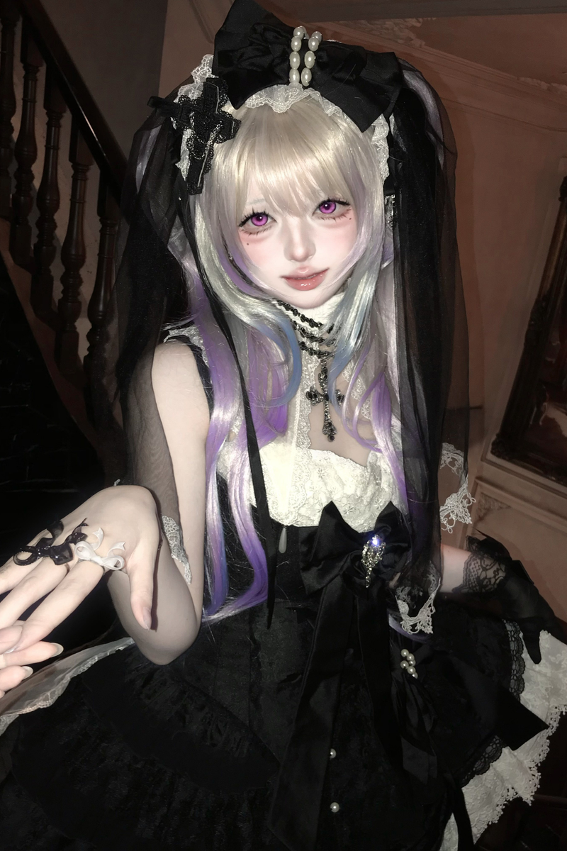 Dark Paradise Jsk + Detachable Collar + Waist Ribbon + Back Ribbon + Tail Veil