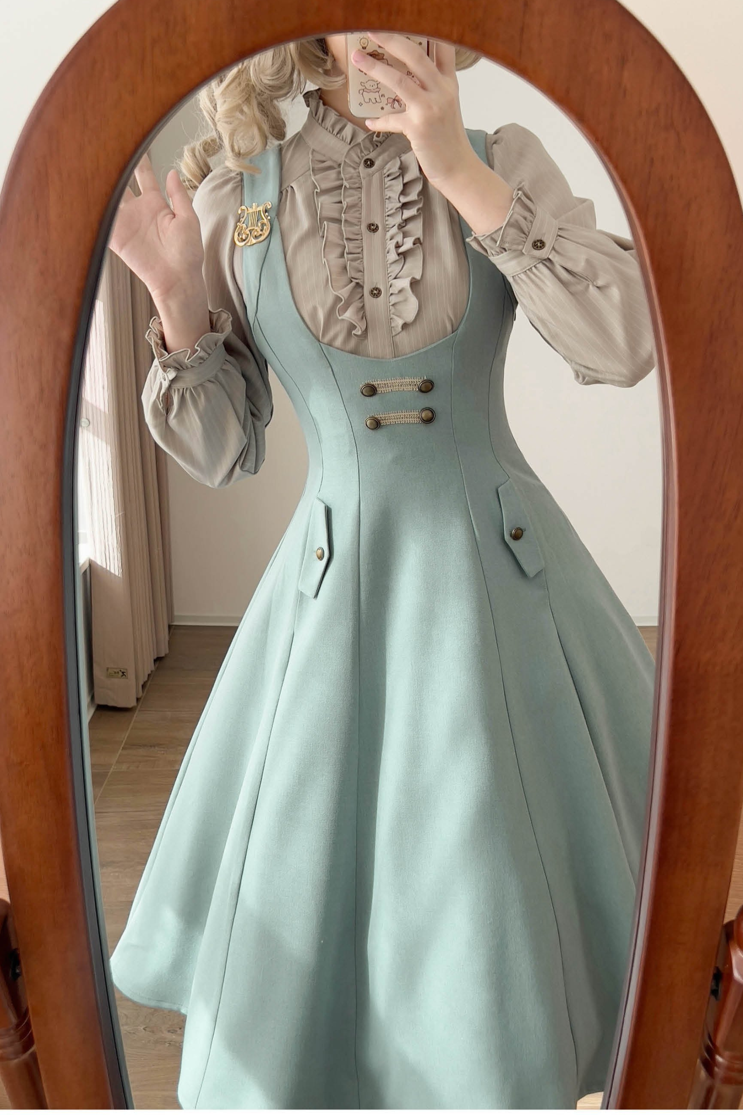 Striped Waist Tightening Blouse