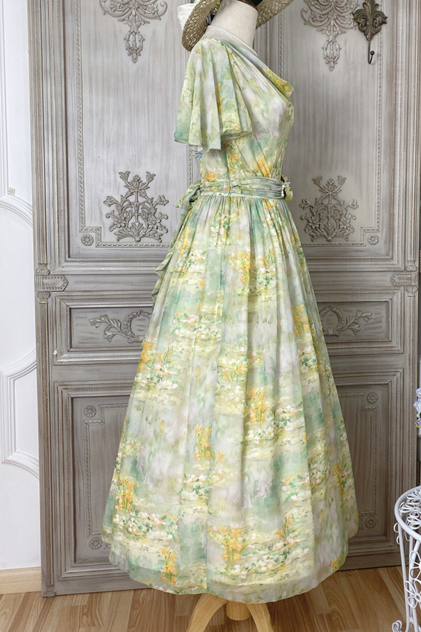 Marble Resort Chiffon Print Dress