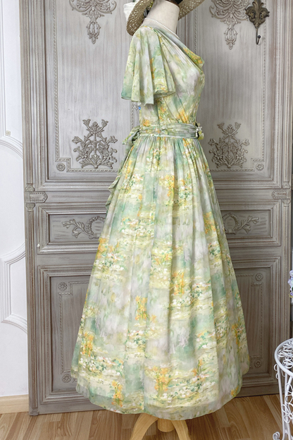 Marble Resort Chiffon Print Dress