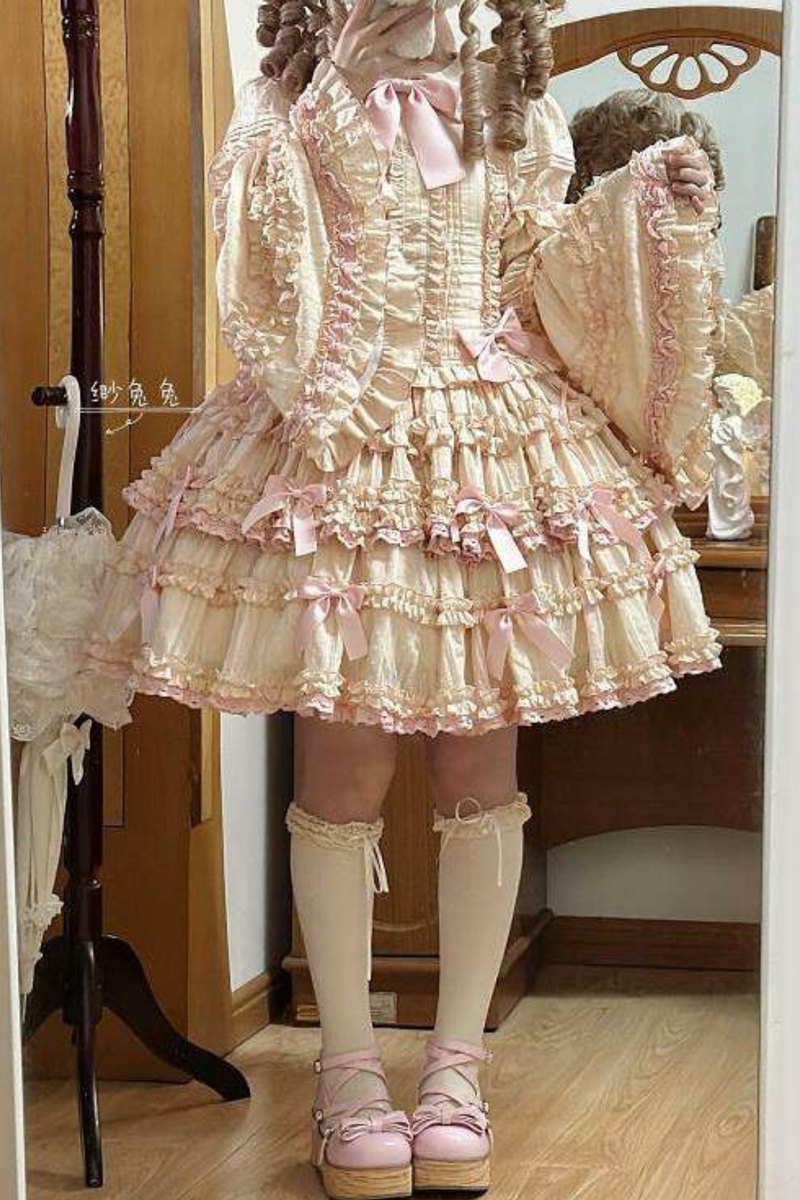 Pure Girl Ribbon Lolita Skirt + Innerwear + Vest + Hair Band + Sleeve