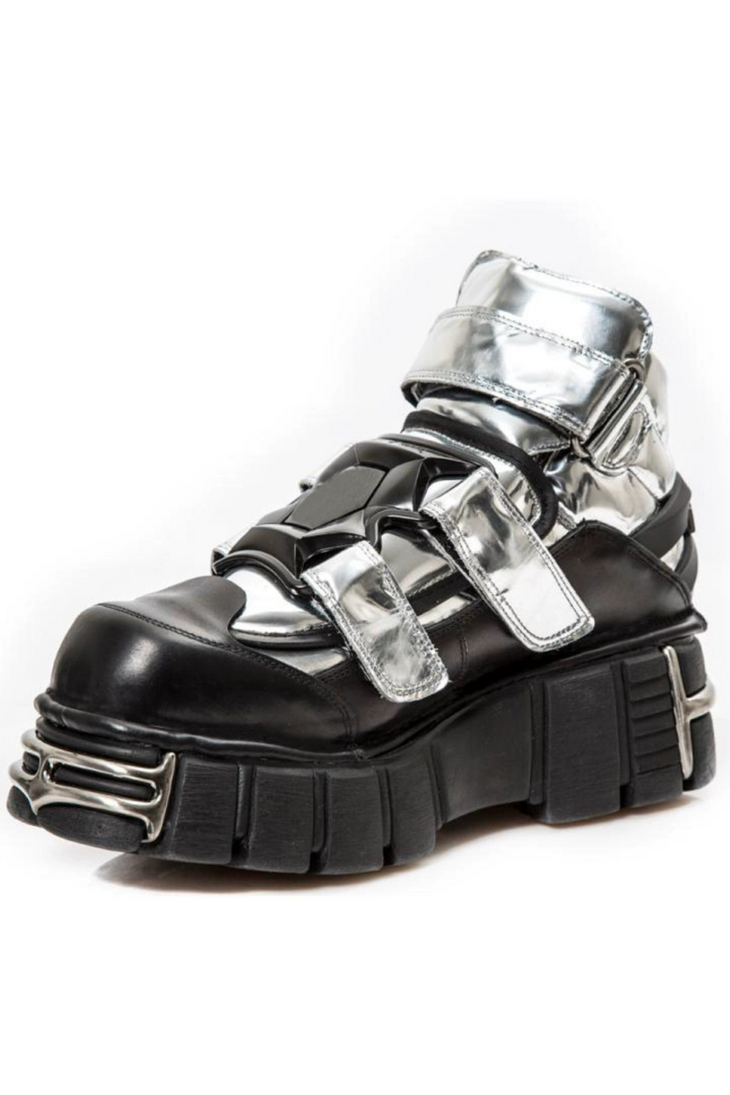 Dark Silver Design High-top Shoes