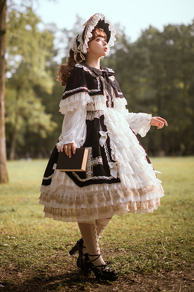 Gothic Doll Lace Jumperskirt + Baby Cap + Hairband + Shawl