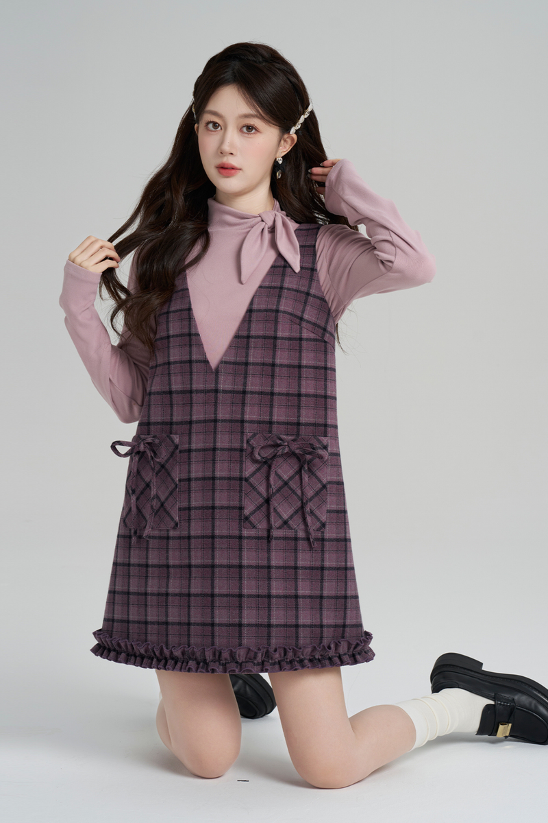 Purple Plaid Ruffle Dress + Top