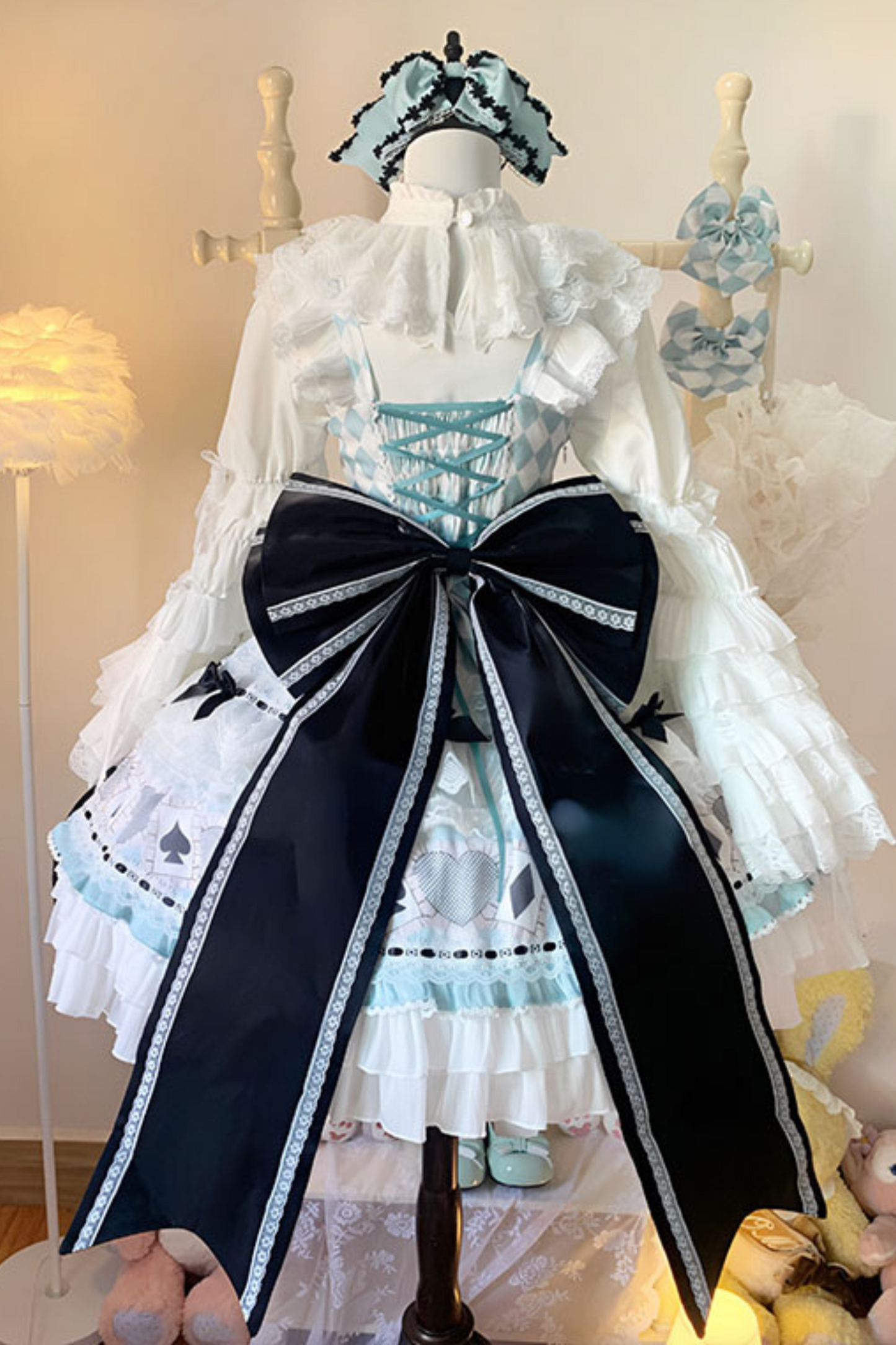 [pre-order] Mint Sweet Suspender Dress + Headband + Big Ribbon