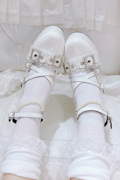 Cross Belt Design Shiny Shoes