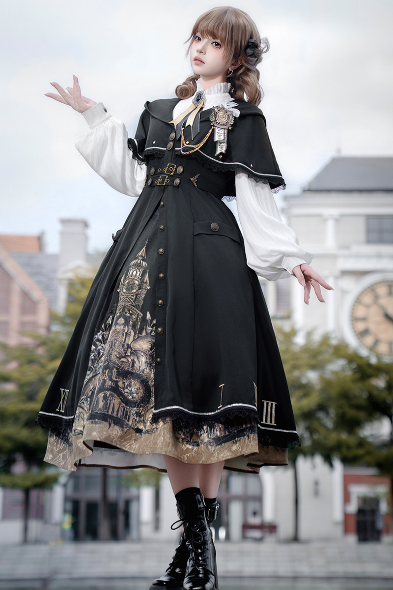 Dragon Aria Lolita Cape Coat + Top + Skirt