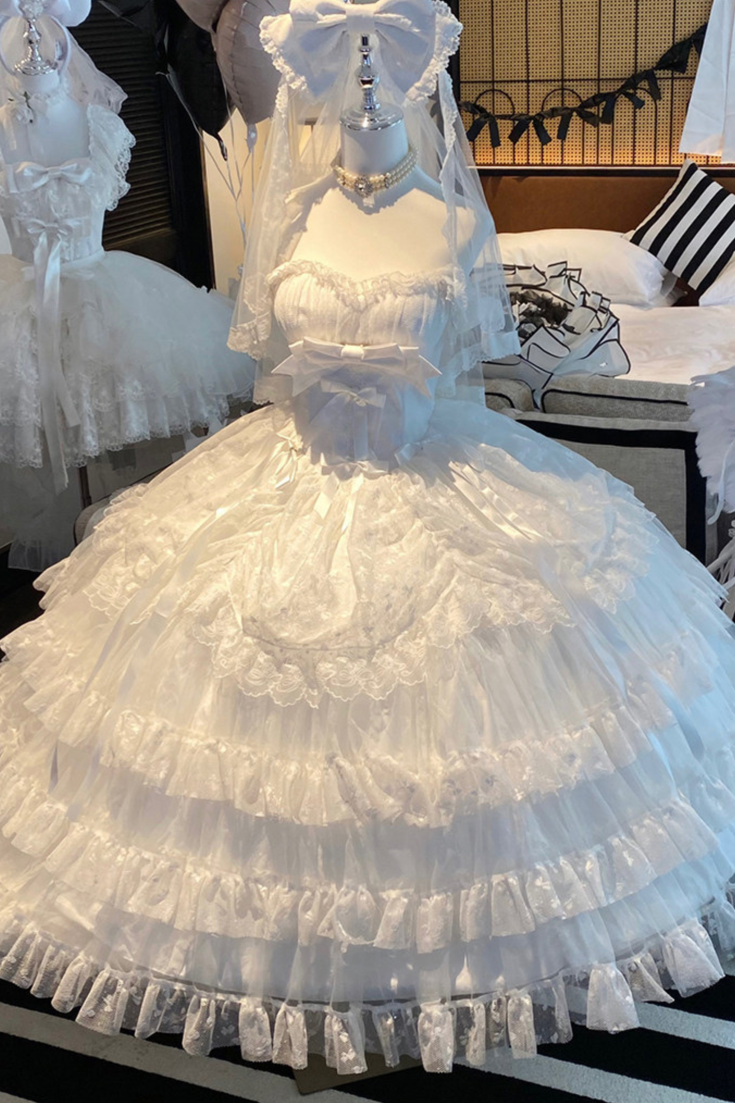 Pure Bridal Lolita Dress + Veil + Waist Belt