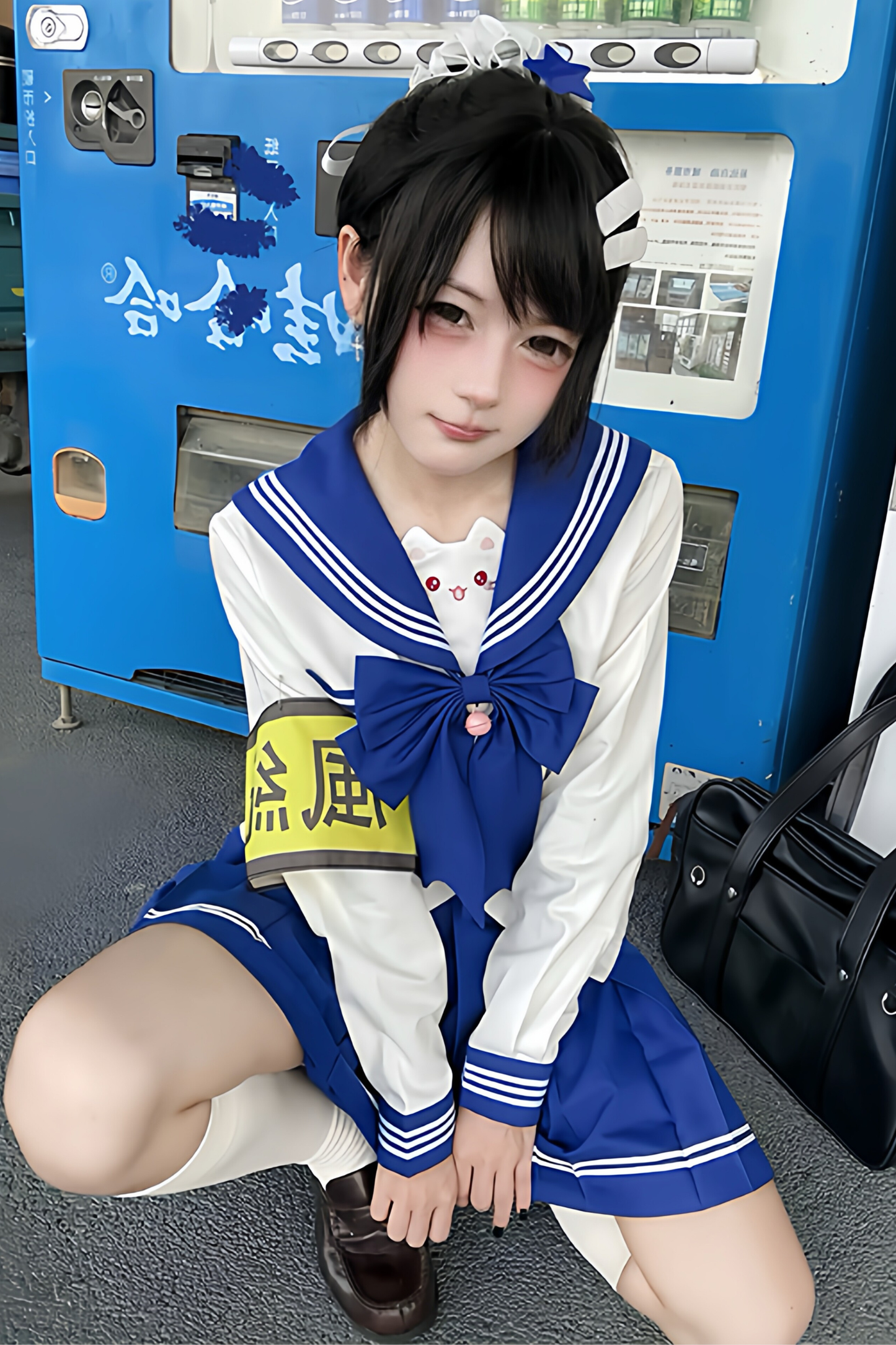 Anime Girl Sailor Top + Skirt + Ribbon