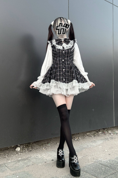 Lace Plaid Dress + Pants
