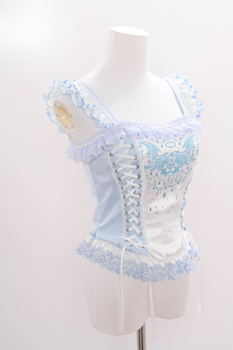 Aqua Angel Line Top + Skirt + Shirt Collar + Sleeve + Hat + Clips