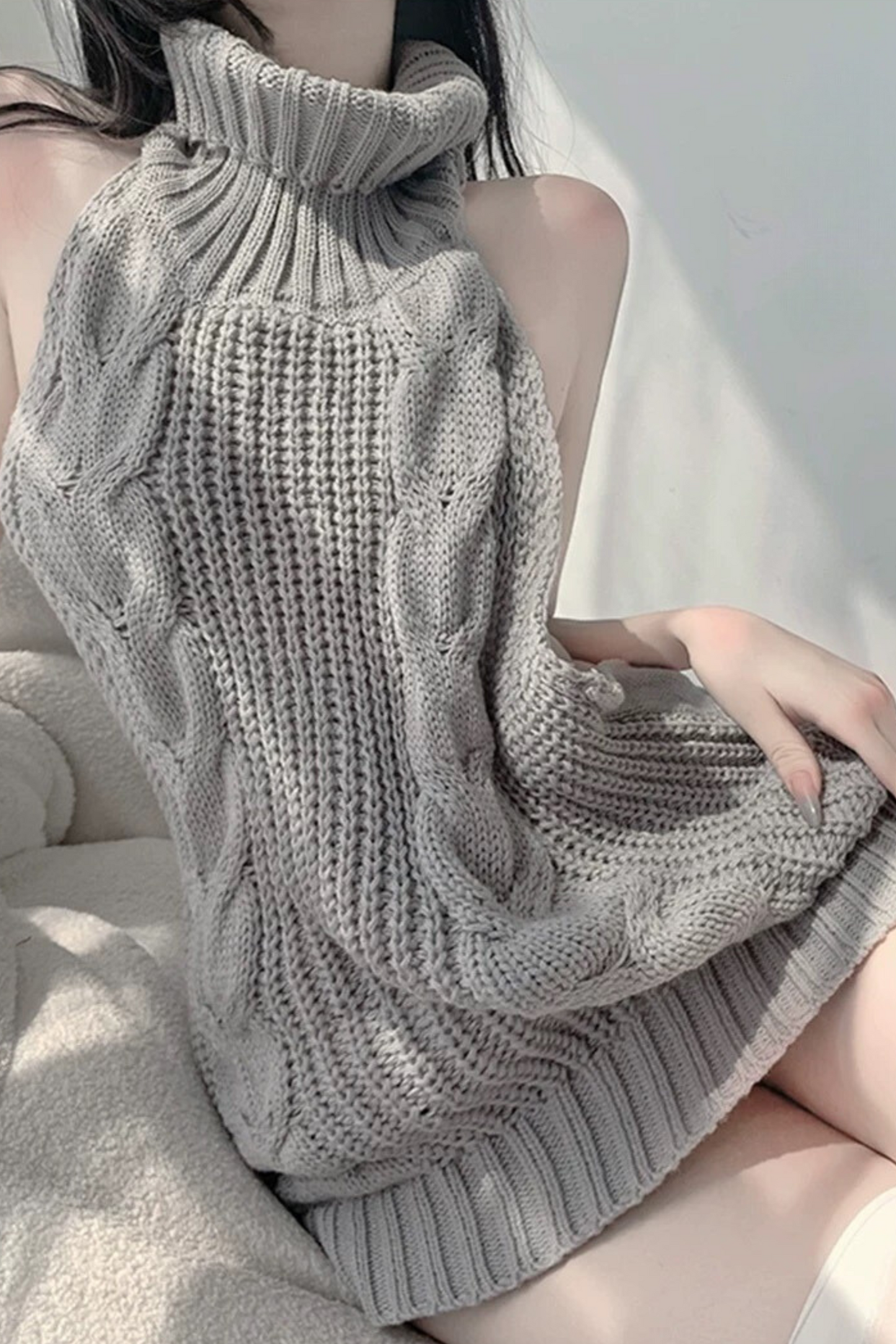 Cable Sleeveless Knit Dress + Stockings
