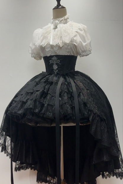 [pre-order Deadline: March 18] Dark Gothic Lolita Skirt + Shirt + Headband + Hat + Sleeve