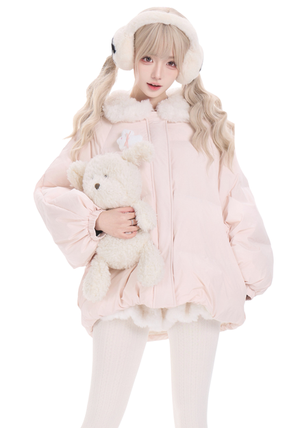 Sweet Snow Rabbit Down Jacket + Shorts
