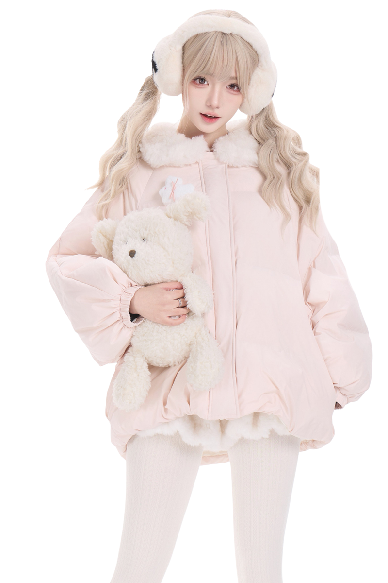 Sweet Snow Rabbit Down Jacket + Shorts