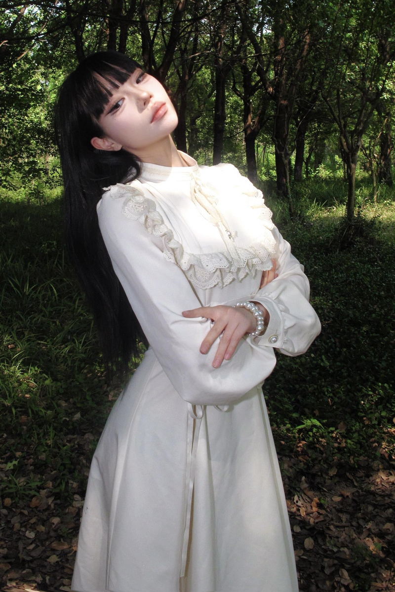 French Retro Lace Long Dress